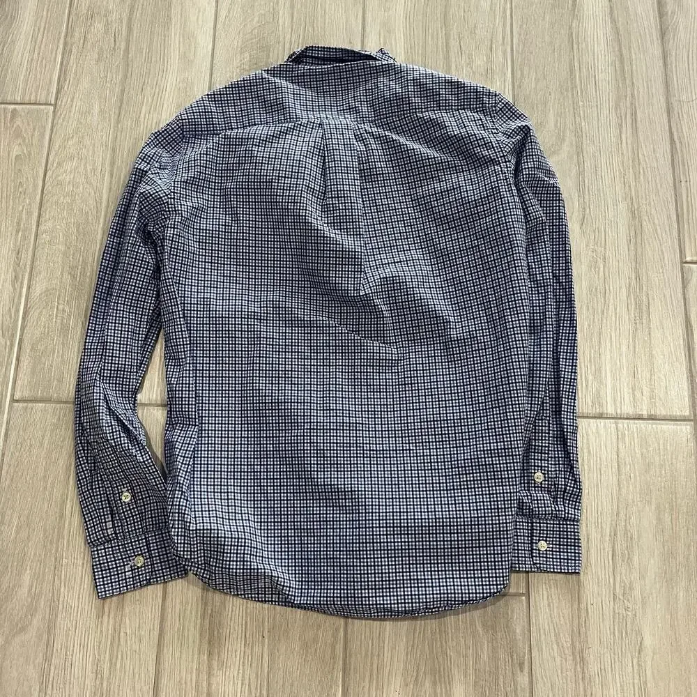 Ralph Lauren Boy's XL Blue White Plaid Long Sleeve Button Down Dress Shirt